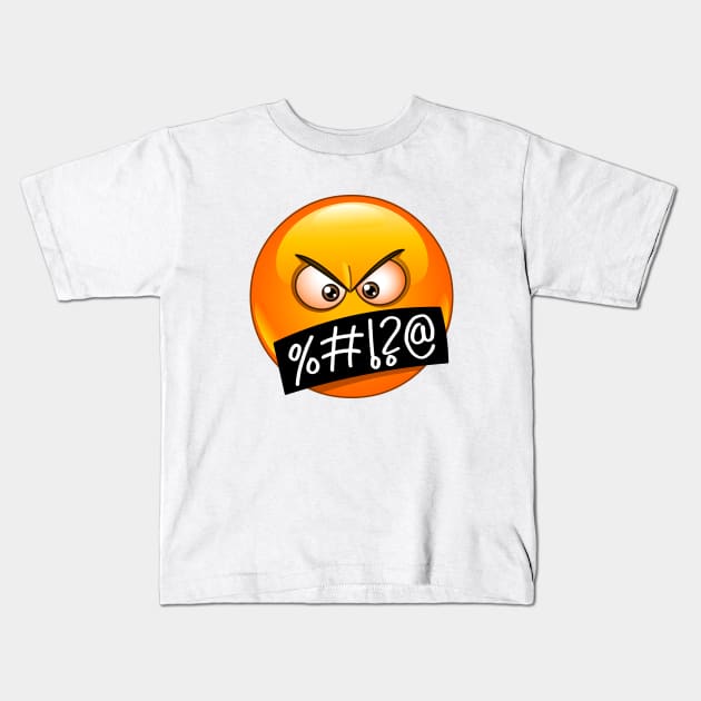 Emoji Face with Symbols on Mouth Kids T-Shirt by DigiToonsTreasures